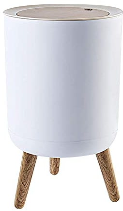 Trash Bin, 7Liter/1.8 Gallon Garbage Bin with Press top Lid, Nordic Modern Waste Bin, Plastic Trash Can Suitable for Kitchen, Bathroom, Bedroom, Living Room, Office, Outdoor, Dog Proof Trash Bin