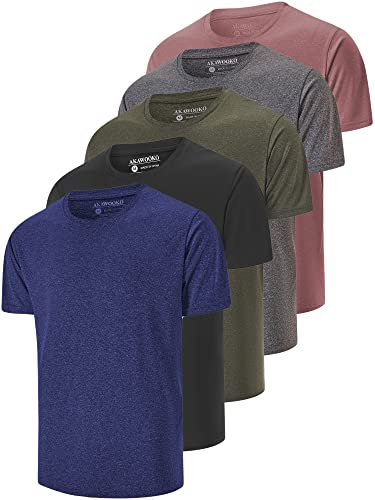 5 Pack Men's Dry Fit T Shirts Athletic Running Gym Workout Short Sleeve Tee Shirts for Men (US, Alpha, X-Large, Regular, Regular, Set 3)