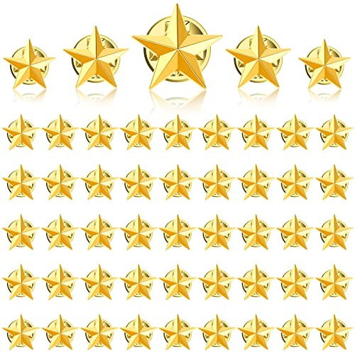 50 unidades de estrella insignia solapa Pin de solapa 1,6 cm Gold Star Pin Pentagram Star Badge Pin Solapa Pin Memorial Day Celebración Veteranos Día Fiesta Disfraz Decoración