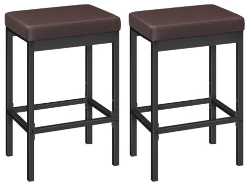HOOBRO Barhocker 2er-Set, Barstuhl für die Küche, Küchenhocker 5 cm gut gepolsterte Sitzfläche, 63 cm hoch, einfache Montage, für Küche, Restaurant, Cafeteria, Theke, Braun und Schwarz EBC21BY01
