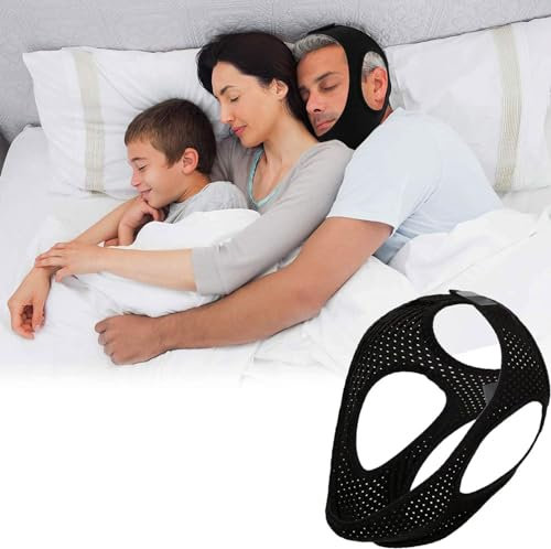 Dispositifs Anti Ronflement,Anti-ronflement Mentonnière, Anti-Ronflement pour Aide Sommeil Réduction Ronflement,Anti Ronflement Solution Ronflement Réglable Stopper Strap pour Hommes Femmes,Noir,2024