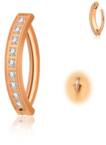 Candyfancy Piercing per ombelico Clicker in Titanio 14G, anallergico, nero, con zirconia, 10mm/12mm, piercing per ombelico, gioiello per il corpo, per donna e uomo, Zirconia cubica, Zirconia cubica