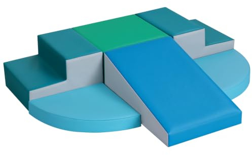 Wilwolfer Juego de 6 Bloques de Espuma para Niños: Cuero sintético Bloques Psicomotricidad Infantil - Set de Escalada Escalera Doble Suave Ligero para Interior Infantil para Escalar y Niños de 3+ Años