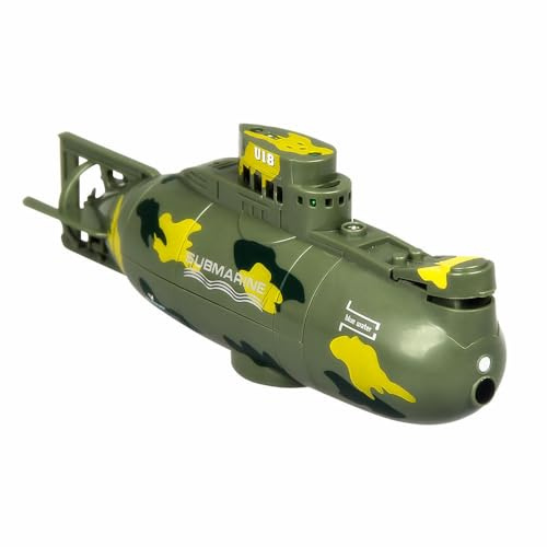 7JI Mini Teledirigido Submarino Juguete, 6 Canales RC Barco con Luces LED | 2,4GHZ Teledirigido Modelo de Barco Sumergible,Eléctrico Submarino Regalo de Cumpleaños para Niños a Partir de 6+ Años(Verde)