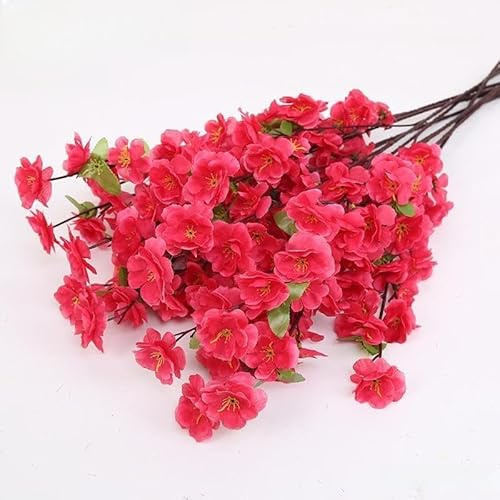 10 st konstgjord persikablom, 25,6 i siden plommonblommor körsbärsblommor med lång stjälk Faux persika grenar inomhus utomhus blomsterarrangemang för bröllop hemmakontor,003,65cm