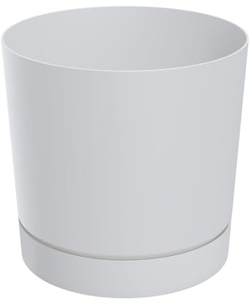 Pot de fleurs en plastique XL avec soucoupe - Rond - Blanc mat - Diamètre 47 cm - Grand pot de fleurs avec fond amovible - Résistant aux UV - Décoration de jardin - Pot de fleurs résistant au gel