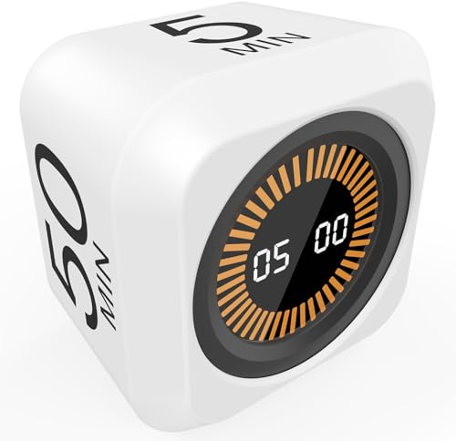 FCXJTU Rotating Cube Visual Countdown Timer 5, 25, 10 50 Minutes Preset