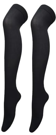 GTYARYUA Chaussettes Hautes, Chaussette Montante Femme, Bas Halloween, Chaussettes Hautes de Couleur unie, Halloween Knee High Socks, aux Jeux de Rôle du Carnaval D'Halloween pour Femmes (Noir)