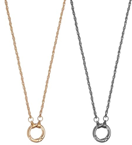 QUARKZMAN 2 Piezas Portagafas Collar Anillo, Correa Anti-Pérdida Para Gafas De Sol Cadena Portagafas Collar Suave Y Portátil Con Anillo De Aleación Para Mujeres Y Hombres, Dorado, Negro