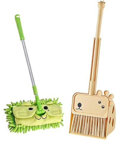 Set Di Palette Per Scope - Set Di Giocattoli Per Faccende Domestiche | Śet Da Gioco Educativo Realistico, Scopa Ṕer Bambini, Gioco Ďi Pulizie, Śet, Giraffa P̀er La Casa, La Camera Da , Ļa Cucina