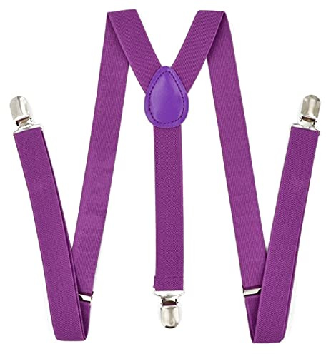 WickedFun Girls Boys Women's Mens Ladies Adjustable Braces Suspenders Fancy Dress Unisex (Purple)