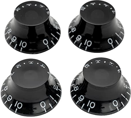 Musiclily Pro Imperial Zoll Gitarre Top Hat Potiknöpfe Bell Knobs für USA Les Paul Style E-Gitarre, Schwarz (4er Set)