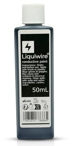 Liquiwire Peinture Conductrice 50ml - Revêtement Carbone à l'Eau pour Blindage Guitare, Réparation PCB et Télécommandes - Noir Mat - Blindage EMI/RF