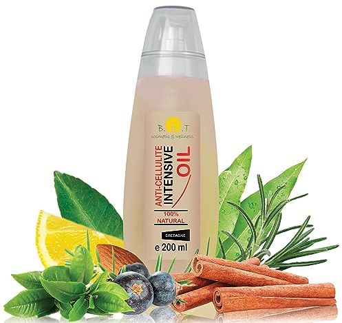 Puissante Huile Anti-Cellulite aux Huiles Essentielles 200 ml Minceur Professionnelle Pénètre 6 fois mieux qu'une Crème Anti Cellulite pour 6 x Plus de Résultats Prévention Vergetures