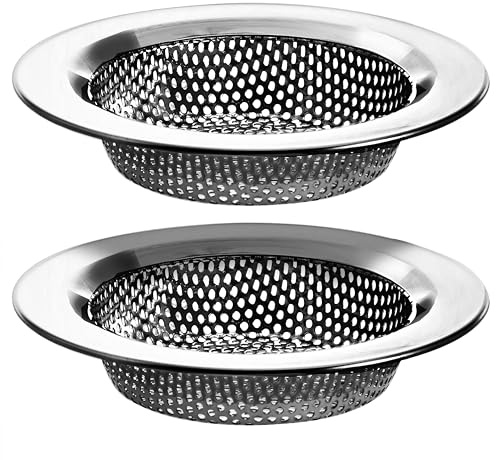 2 Pack - 4.5 Top / 3 Basket - Kitchen Sink Drain Strainer Large Basket Food Catcher. Stainless Steel