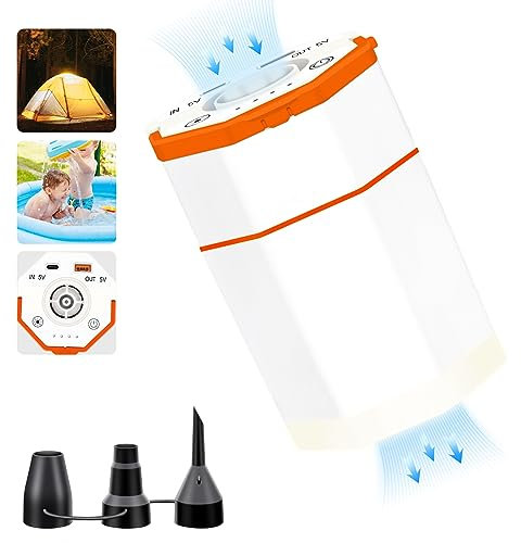 Portable Battery Powered Air Mattress Pump, Max 4000mAh USB Electric Quick Inflate Deflate Blow Up Pump with Camping Light for Air Mattress Bed Sofa, Pool Floats, Swimming Rings, Vacuum Bags