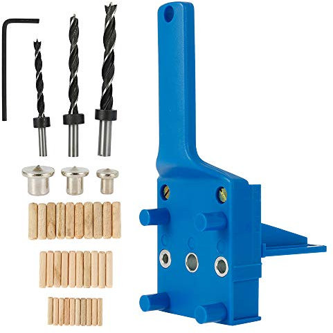 41 plantillas de perforación de muñón guía de taladrado tacos de madera con tope paralelo kit de plantilla de espárrago con centrador de muñón 6 mm/8 mm/10 mm para espárrago de madera a mano