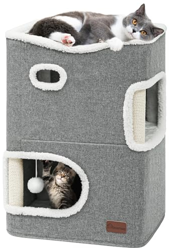 YITAHOME Katzenhaus Indoor, Katzenbett für Indoor-Katzen, Katzentonne, Katzenhöhle, Kratzbaum Klein, Katzenmöbel, Katzenbett Höhle, katzenhöhlen, Katzenbetten (Grau)