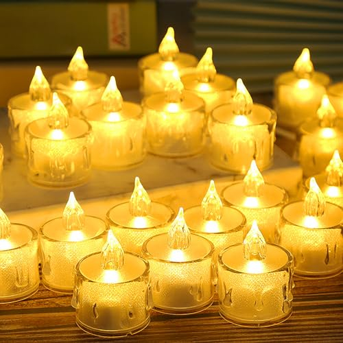 Amzeeniu Candele a LED,35 pezzi Senza Fiamma,candele led con Batterie,Candele Elettriche luci tealight luci a LED realistiche per Matrimoni,vacanze,feste,Natale,Decorazioni Giardino(luce giallo calda)