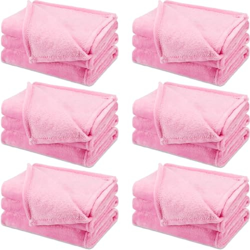 SmoothNovelty 6 Pcs Fleece Throw Blanket Bulk for Kids Soft Plush Flannel Throw for Kids Girl Sleepover Slumber Night Galentine's Party Bed Couch(Pink,40 x 60 Inch)