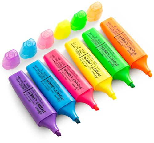 M&G 6pcs Highlighter Pens, 6 Assorted Fluorescent Colors, Soft Fiber Tips, Smooth Highlight Ink, Fluorescent Ink for Journaling, Planners, Office Documents, and Everyday Organization