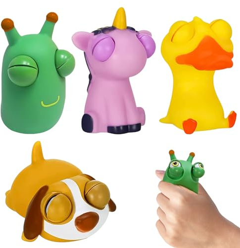 TECHEEL Squeeze Spielzeug 4 Stück Anti Stress Spielzeug Popping Out Eyes Squeeze Toys Stress Squeeze Spielzeug Pinch-Spielzeug Augen Out Stressbälle für Kinder Erwachsene Angst Stressabbau Stressball