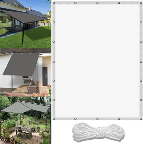 Byte av lusthusskydd 1.3 x 1.6 m Vattentät Rättvinklat trädgårdstak Med Free Rope UV Block Väderbeständig med Grommets PES Polyester Skuggnät för simanläggningar i carport, Vit