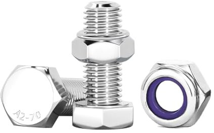 Drenky 10 tornillos M8, tornillos hexagonales y tuercas de acero inoxidable A2 V2A M8 x 16 mm tornillos de acero inoxidable para máquinas, muebles, coches, barcos, impresión 3D