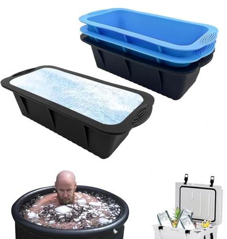 4 Pack Large Ice Cube Tray, Big Ice Cube Moulds | Silicone Large Ice Cube Molds, Reusable Giant Trays Making, Easy Release, Dishwashabl for Ice Bath Cold Plunge Tub or Coolers