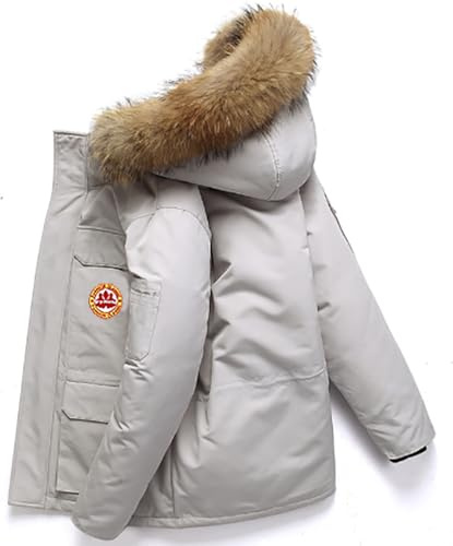 FM2018XSL Piumino Unisex Con Pelliccia da Uomo Cappotto Invernale da Donna Piumino Con Cappuccio
