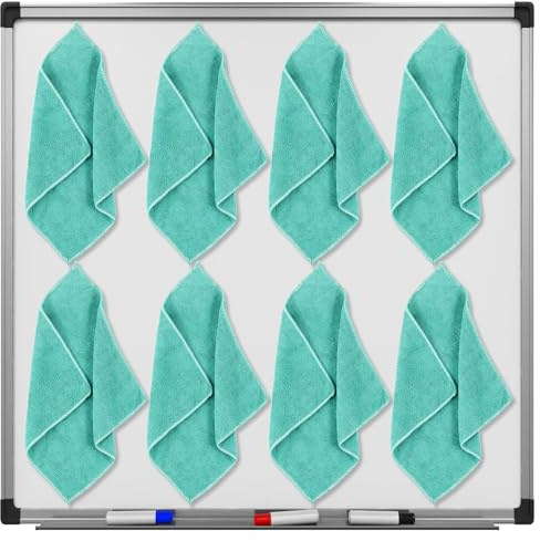 Zopeal 8 Packs Dry Erase Board Cleaning Cloth Microfiber Eraser Magnetic Whiteboard Eraser Washable for Whiteboard Dry Erase Cloth for Home and Office, 10'' x 9. 25''(Green)