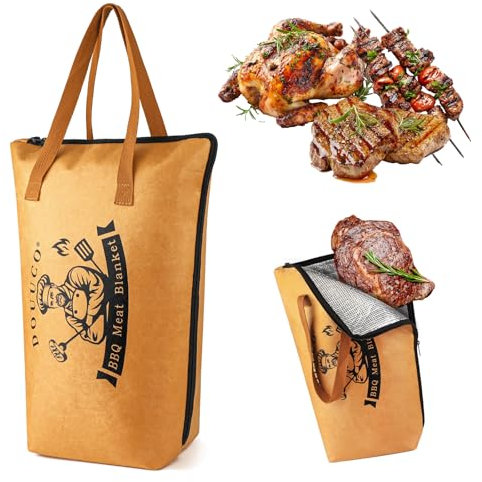 DOUUCO BBQ Blanket for Resting Meat, Foldable Insulated BBQ Meat Resting Bag with Wide Mouth & Zipper, Reusable Brisket Cooling Mat for Outdoor Grilling, Smokers & Cooking​
