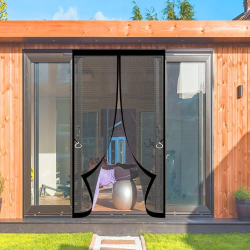 Zanzariera Magnetica 93 x 200 cm Zanzariera Magnetica per Porta Anti Zanzare Mosche Insetti Rete Fine Tenda, Nero