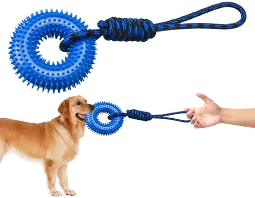 Juguete para morder para perro | Anillo de punzón para entrenador de masticar - Juguetes de dentición para cachorros con cuerda para masticar liberador de aburrimiento, perros tallas pequeñas medianas