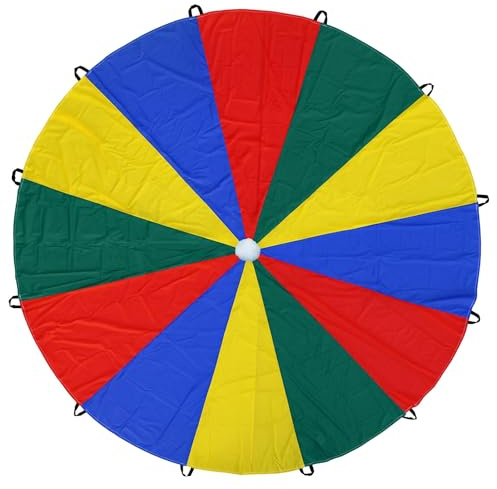 ND Sports Rainbow Play Parachute – 6ft (6 Handles) & 12ft (12 Handles) | Cooperative Play Toy Tent Game for Activities, Gym Class, Birthday Parties & Outdoor Fun (12 Feet)