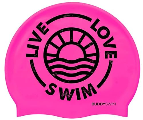 BUDDYSWIM Gorro de Natación de Silicona para Piscina o Aguas Abiertas, Gorro Piscina Mujer, Gorro Natacion Hombre. Cómodo, Resistente e Hidrodinámico, Color Llamativo.