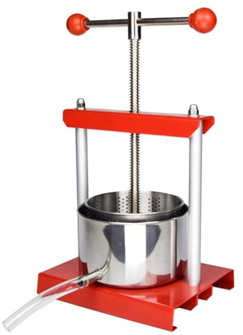 Frukostpress, manuell juicepress i rostfritt stål för mjuk frukt, druvor, grönsaker, hemlagad juice, ost, tinkturört, olivolja, honungstillverkning 6L/1.6Gal