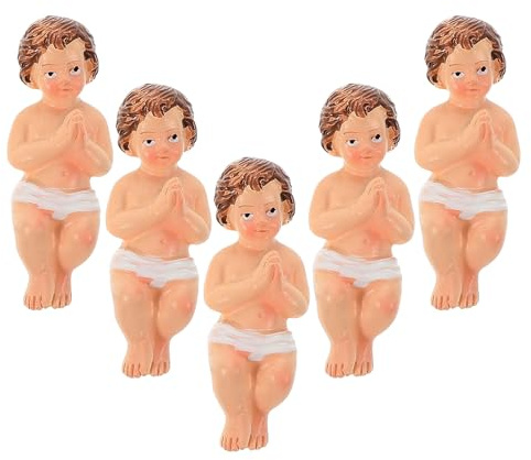 Veemoon Lot de 5 Figurines de Jésus en Résine Mini-Statues Nativité à Collectionner Décorations Religieuses de Noël pour Crèche et Lieux de Culte Symboles Spirituels et Objets de Foi