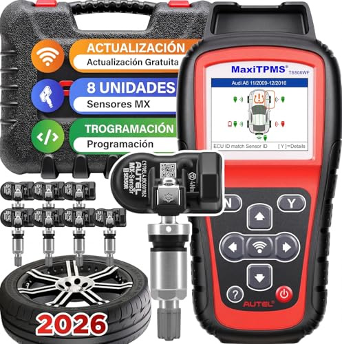Autel MaxiTPMS TS508WF Herramienta de Programación TPMS, con 8PCS MX-Sensor(240€) WiFi Ver. TS508 TS501 Pro TS408S TS401 Herramienta de Reaprendizaje TPMS, Reiniciar/Reaprender/Activar Todos Sensores