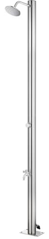 Kaloriko Trädgårdsdusch rostfritt stål 215 cm med huvuddusch, fottvättskran för pool och trädgård, väderbeständig, modern design, perfekt för pooler, bubbelpool, spa-tillbehör