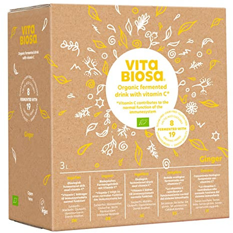 Vita Biosa Zenzero + vitamina C 3 litri Bagin Box di qualità biologica – Bevanda a base di erbe a buon mercato nella dimensione 3000 ml – Cure e famiglie