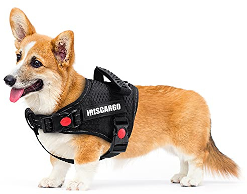 No Pull Dog Harness, dogs harness with Handle Adjustable Padded Harness, front Clip Puppy Vest Harnesses Reflective Breathable Soft Mesh Lightweight easy Control for Outdoor Training Walking(upgrade)