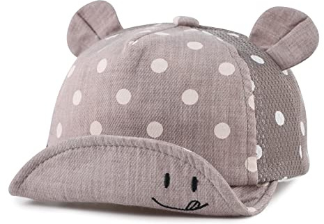 Pesaat Gorro de algodón para bebé niña niño Sombrero para el Sol Ajustable Primavera y Verano 6-24 Meses(Gris de Malla)