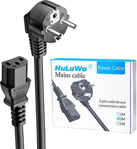 Cavi di alimentazione,Cavo Alimentazione 3 Metri(CEE 7/4 IEC60320 C13),Europea Presa tripolare,Nero,per monitor, stampanti, PS3/PS4 PRO, schermo, scanner, TV, PC, beamer, ecc.