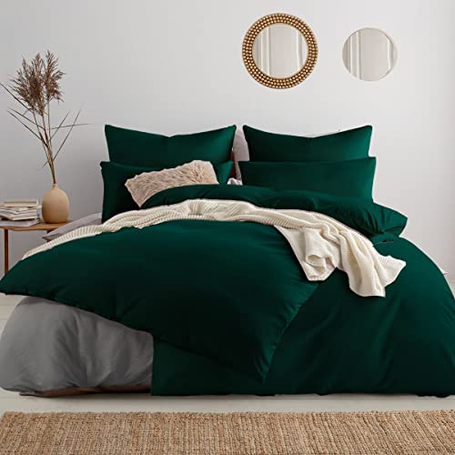 Soifox bettwäsche 135x200 6teilig Grün- 2 Bettbezüge 135x200 + 2 Kissenbezüge 80x80 + Kissenbezüge 2er Set 40x80 Weich und bügelfrei Mikrofaser mit Reißverschluss (6 TLG. 135 x 200 cm, Grün)