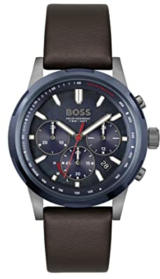 BOSS Solar-Chronograph Quarz Uhr für Herren mit Braunes Lederarmband - 1514030