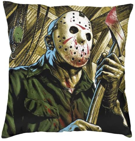 The Beach Stop Jason Voorhees Friday 13th Halloween Horror Movie Scary Cushion Cover | Unique Home Decor Inspo Gift Idea | 45x45cm 18x18” | Jason Voorhees Portrait