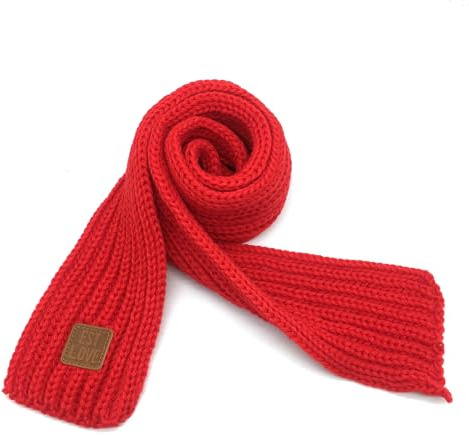 BEARUN Kids Knit Scarf Winter Fashion Solid Color Toddler Baby Scarves Wrap Neck Warmer Red