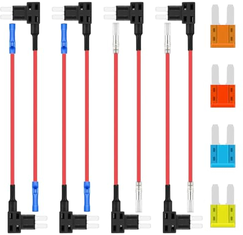 ALLECIN 8 Pezzi Micro2 Rubacorrente Fusibile a Lama 12V Portafusibili Adattatore Piggyback Add A Circuito Fuses Tap Fuse Adapter con Fusibili Lamellari 5A 10A 15A 20A per Auto