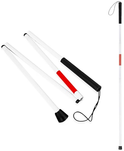 Blindenstock, Gehstock für Blinde, Blindenlangstock für Sehbehinderte Walking Sticks, Faltbar 4 Abschnitte Gehstock aus Aluminiumlegierung, Behinderte und ältere Menschen